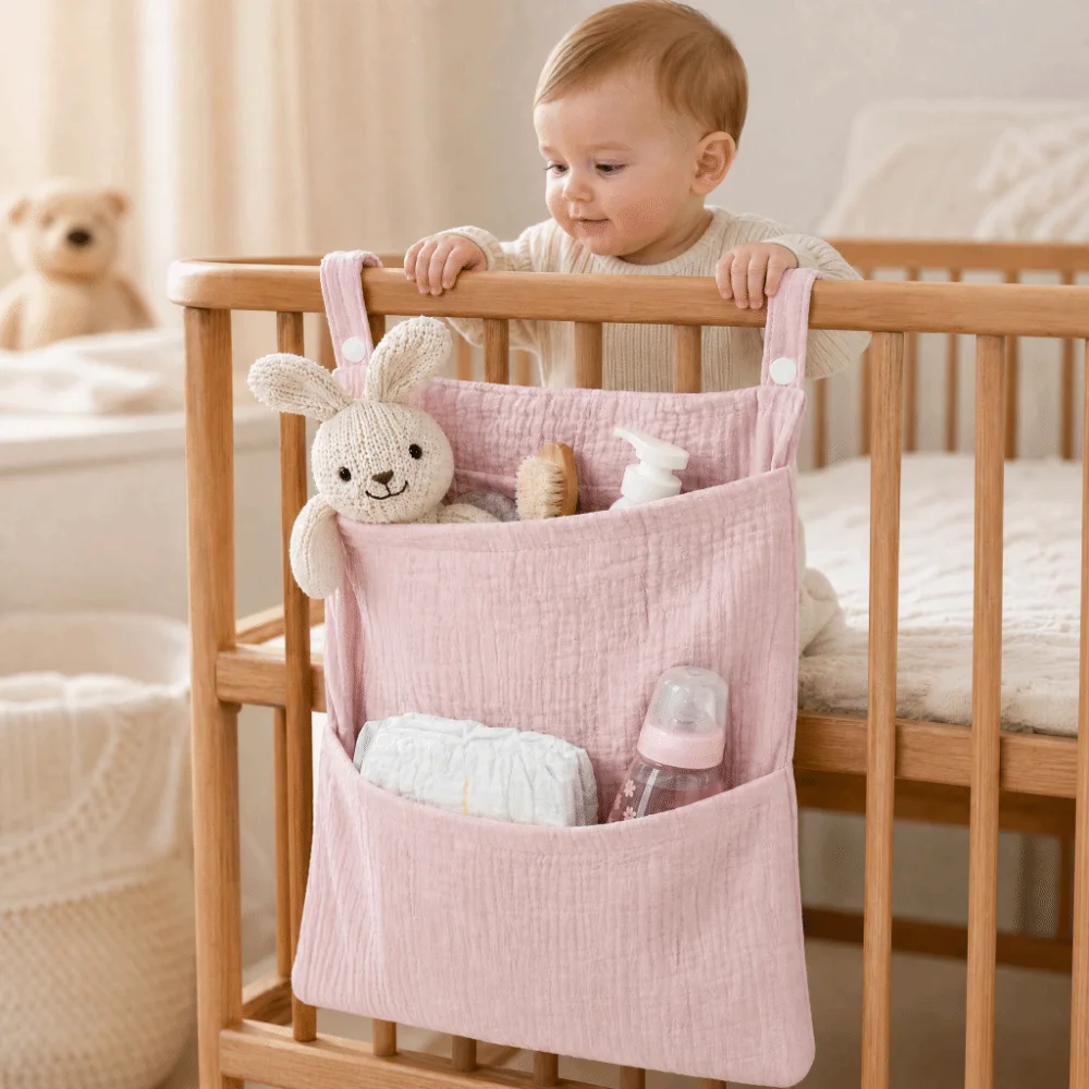 Pure Cotton Baby Crib Hanging Bag Multifunctional Solid Color Stroller Storage Bag 2 Pockets Large Capacity Diapers Organizer
Pure Cotton Baby Crib Hanging Bag Multifunctional Solid Color Stroller Storage Bag 2 Pockets Large Capacity Diapers Organizer