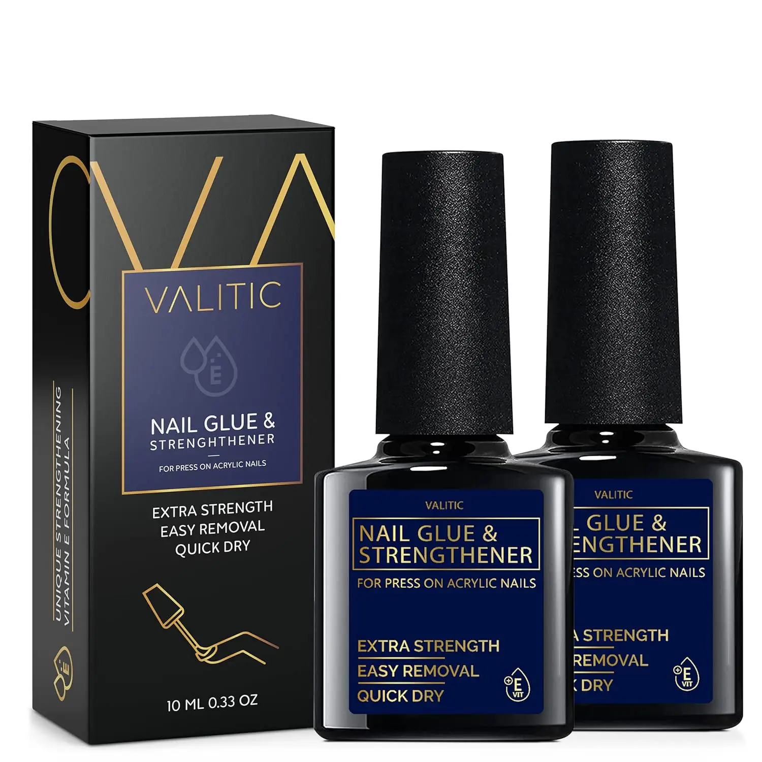 Quick Dry Nail Glue & Strengthener for Acrylic & Press On Nails - Long Lasting Adhesive Bond with Vitamin E - 2 Pack
Quick Dry Nail Glue & Strengthener for Acrylic & Press On Nails - Long Lasting Adhesive Bond with Vitamin E - 2 Pack