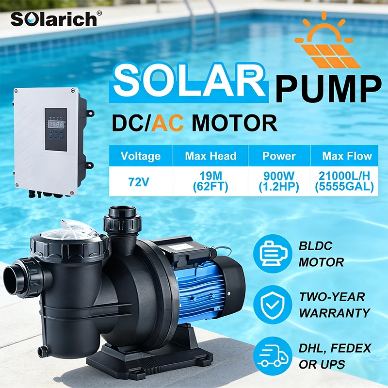 AC/DC Solar Swimming Pool Pump 72V High Flow Rate Brushless Motor 1.3HP for Swimming Pools
AC/DC Solar Swimming Pool Pump 72V High Flow Rate Brushless Motor 1.3HP for Swimming Pools