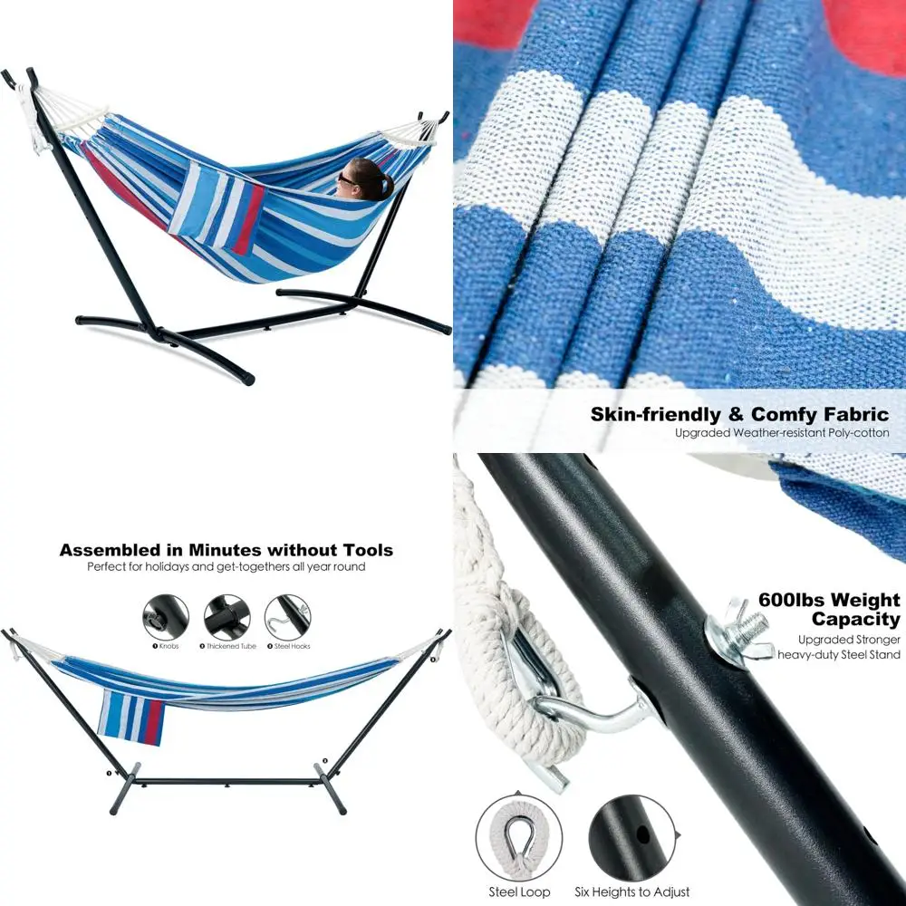 Сверхмощный уличный гамак на 2 человека с подставкой, улучшенная распорка, компактный стальной каркас, удобные карманы, улучшенная ду
Сверхмощный уличный гамак на 2 человека с подставкой, улучшенная распорка, компактный стальной каркас, удобные карманы, улучшенная ду