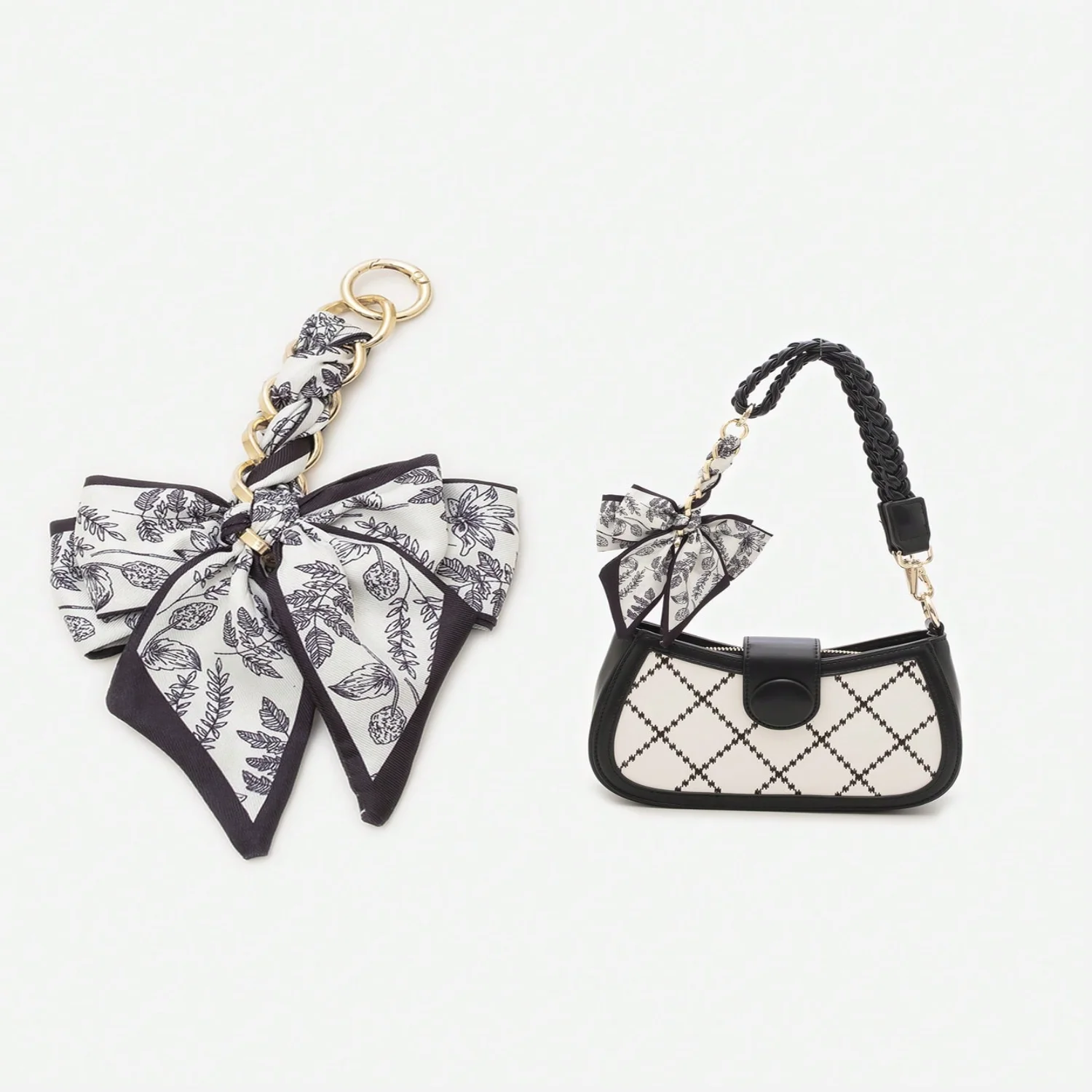 6.7inch Black & White Bag Extension Chain Shoulder Bag Strap Decoration Chain For Women Bowknot Style Silk Scarf Woven Black Pla
6.7inch Black & White Bag Extension Chain Shoulder Bag Strap Decoration Chain For Women Bowknot Style Silk Scarf Woven Black Pla