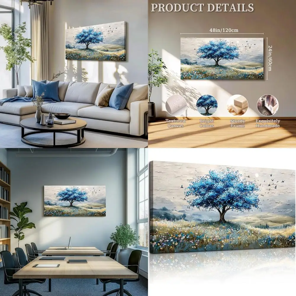 Large 24x48 Blue Tree Landscape Wall Art, Serimino Nature Canvas for Modern Home Decor
Large 24x48 Blue Tree Landscape Wall Art, Serimino Nature Canvas for Modern Home Decor
