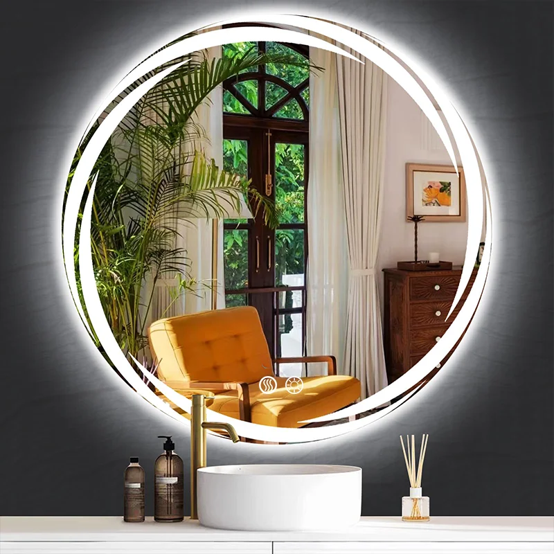 Wall Mount Round LED Vanity Mirror with Defogger & Brightness Memory, 2 Installation Modes Plug-in Hardwire Dimmable Circle Light Mirror for Modern Bathroom Decor
Wall Mount Round LED Vanity Mirror with Defogger & Brightness Memory, 2 Installation Modes Plug-in Hardwire Dimmable Circle Light Mirror for Modern Bathroom Decor