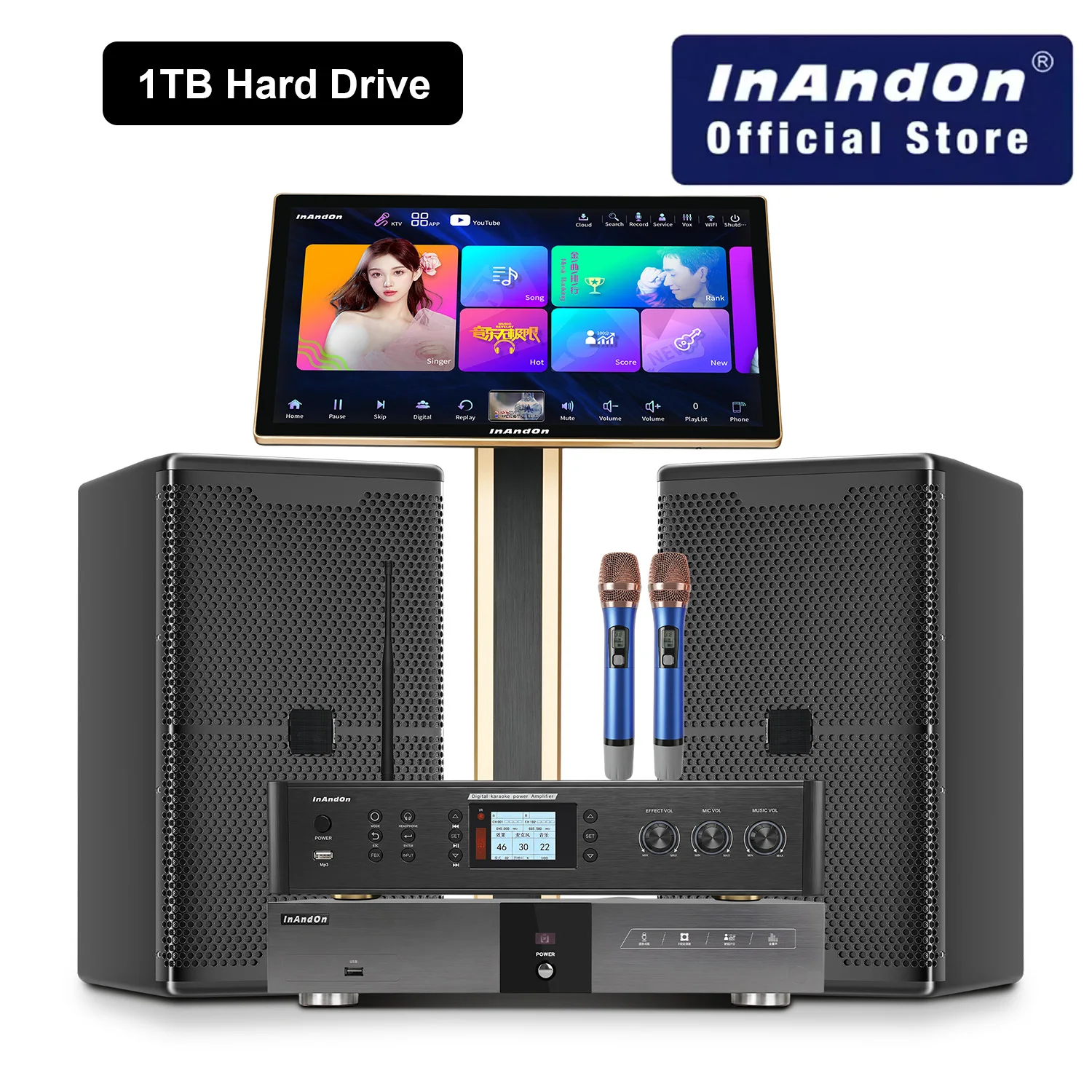 InAndOn KV-V5 MAX Karaoke System Full Set 1TB HDD 21.5" Touch Screen 10" Speakers Home Karaoke Machine All in One YouTube WiFi
InAndOn KV-V5 MAX Karaoke System Full Set 1TB HDD 21.5" Touch Screen 10" Speakers Home Karaoke Machine All in One YouTube WiFi