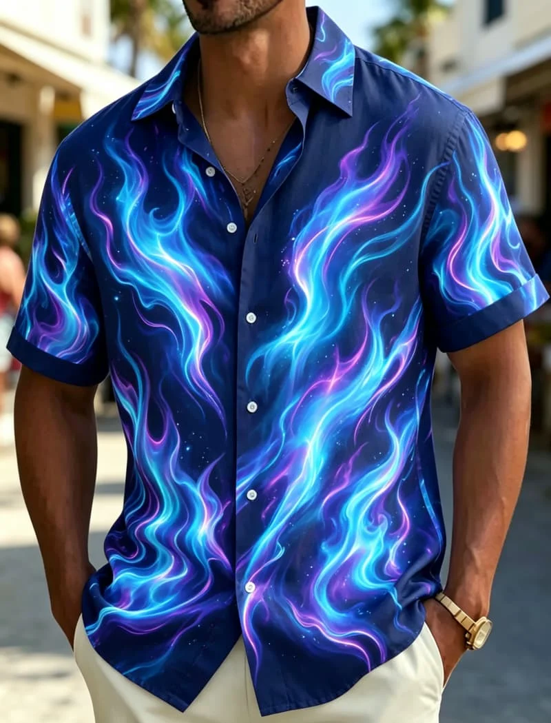 Men's Versatile Soft Gradient Flame Print Casual Shirt, Breathable Top For Summer Beach Vacation Trip And Daily Wear
Men's Versatile Soft Gradient Flame Print Casual Shirt, Breathable Top For Summer Beach Vacation Trip And Daily Wear