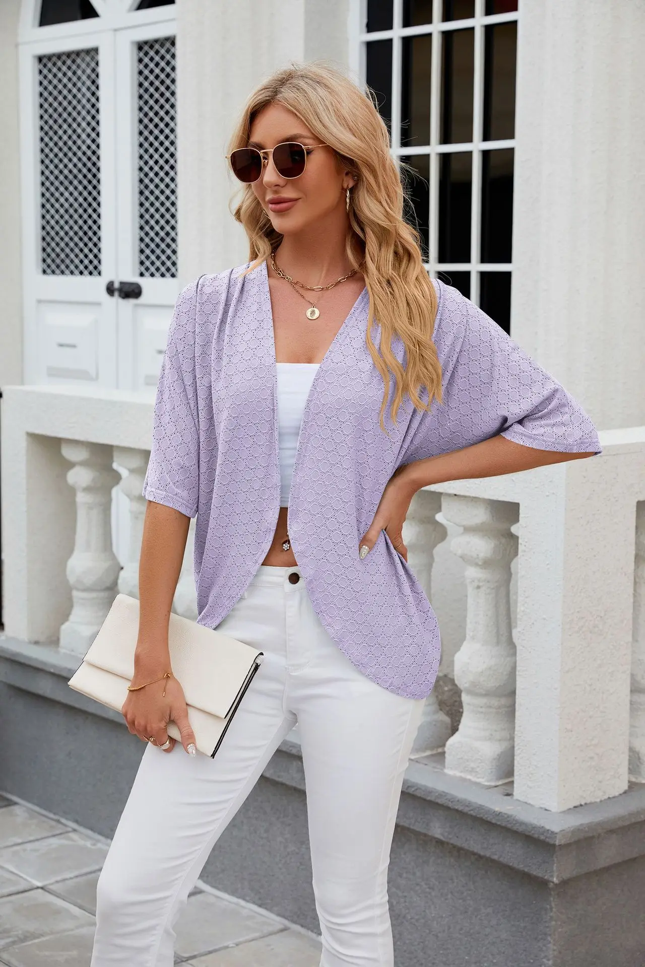 Summer New Solid Color Open Front Lace Crochet Cardigan Lightweight Loose Fit Half SleeveTops for Woman Clothes
Summer New Solid Color Open Front Lace Crochet Cardigan Lightweight Loose Fit Half SleeveTops for Woman Clothes