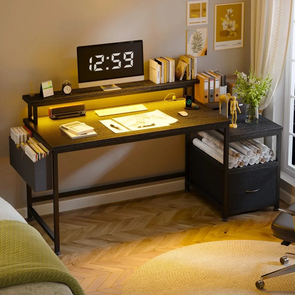 Office Desk with A Fabric Cabinet, 56.5-inch Computer Desk with Monitor Stand, Suitable for Home Office Gaming Computer Desk.
Office Desk with A Fabric Cabinet, 56.5-inch Computer Desk with Monitor Stand, Suitable for Home Office Gaming Computer Desk.