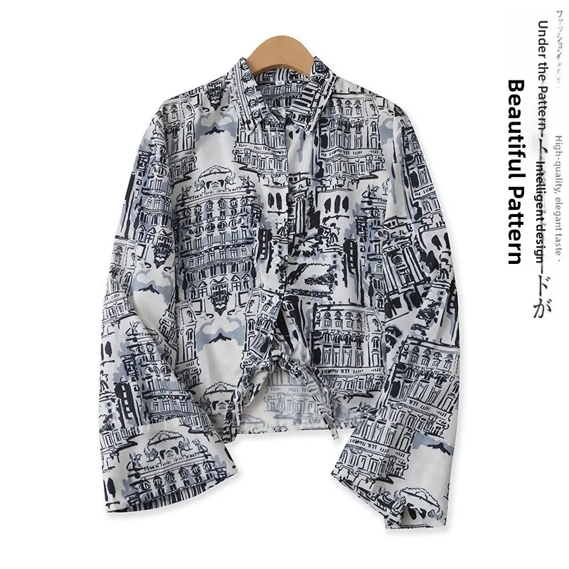 Printed Long Sleeve Shirt Women's Vintage Single Button Knot Tie Belted Shirt Autumn New Style Fashion Ladies' Blouse
Printed Long Sleeve Shirt Women's Vintage Single Button Knot Tie Belted Shirt Autumn New Style Fashion Ladies' Blouse