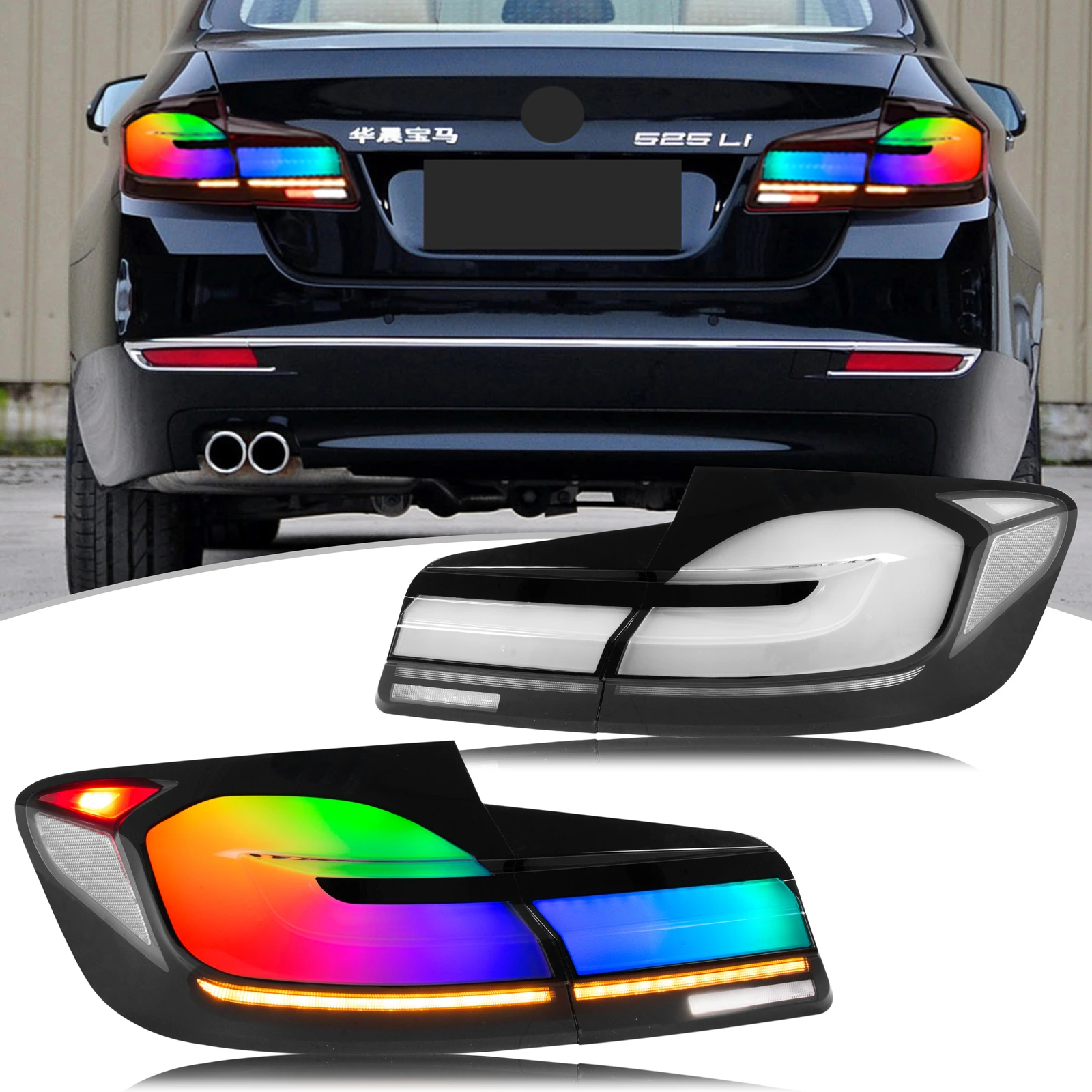 LED RGB Tail Lights for BMW 5-Series 2011-2016 F10 M5 Colorful Dynamic Animation Sequential Turn Signal Rear Lamps Assembly
LED RGB Tail Lights for BMW 5-Series 2011-2016 F10 M5 Colorful Dynamic Animation Sequential Turn Signal Rear Lamps Assembly