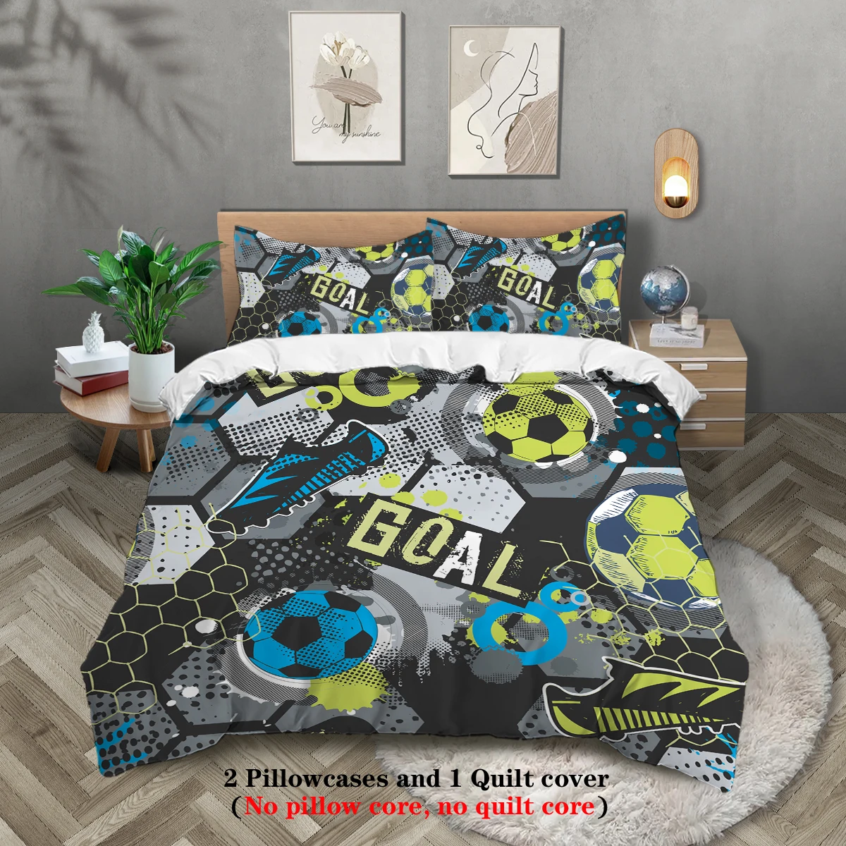3pcs Cartoon football pattern printed bedding set, 1*duvet cover+2*pillowcase, for teenagers and adult bedroom, birthday gift
3pcs Cartoon football pattern printed bedding set, 1*duvet cover+2*pillowcase, for teenagers and adult bedroom, birthday gift