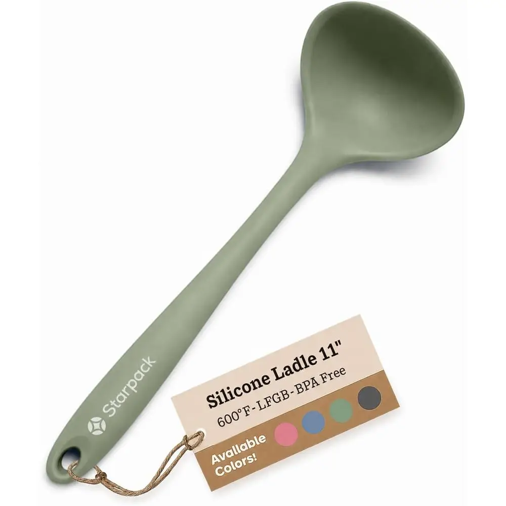 11 Premium Silicone Soup Ladle - Heat Resistant to 600° - Non-Stick, Serving & Cooking Spoon - Green
11 Premium Silicone Soup Ladle - Heat Resistant to 600° - Non-Stick, Serving & Cooking Spoon - Green