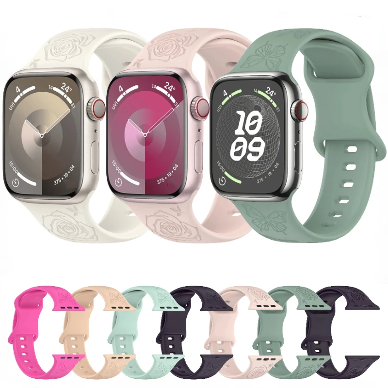 Ремешок силиконовый для Apple watch 49 мм 10 42 мм 46 мм 9 8 7 45 мм 41 мм, браслет с узорами бабочек и роз для iwatch 6 5 SE 44 мм 40 мм
Ремешок силиконовый для Apple watch 49 мм 10 42 мм 46 мм 9 8 7 45 мм 41 мм, браслет с узорами бабочек и роз для iwatch 6 5 SE 44 мм 40 мм