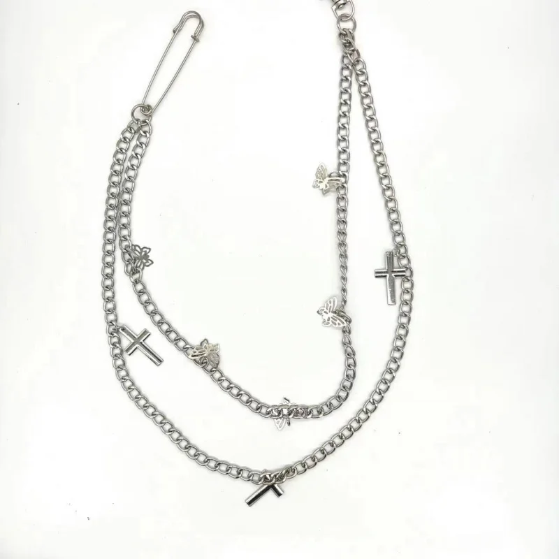 Fashion Butterfly Cross Chain Pendant Korean Style Waist Chain Punk Trend Tassel Versatile Metal Silver Chain Trend
Fashion Butterfly Cross Chain Pendant Korean Style Waist Chain Punk Trend Tassel Versatile Metal Silver Chain Trend