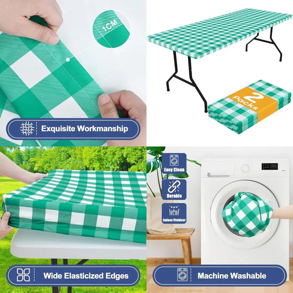 Green & White 2-Pack Water-Resistant Elastic Polyester Plaid Tablecloths for Picnics, Dining, and Outdoors (30 x 96)
Green & White 2-Pack Water-Resistant Elastic Polyester Plaid Tablecloths for Picnics, Dining, and Outdoors (30 x 96)