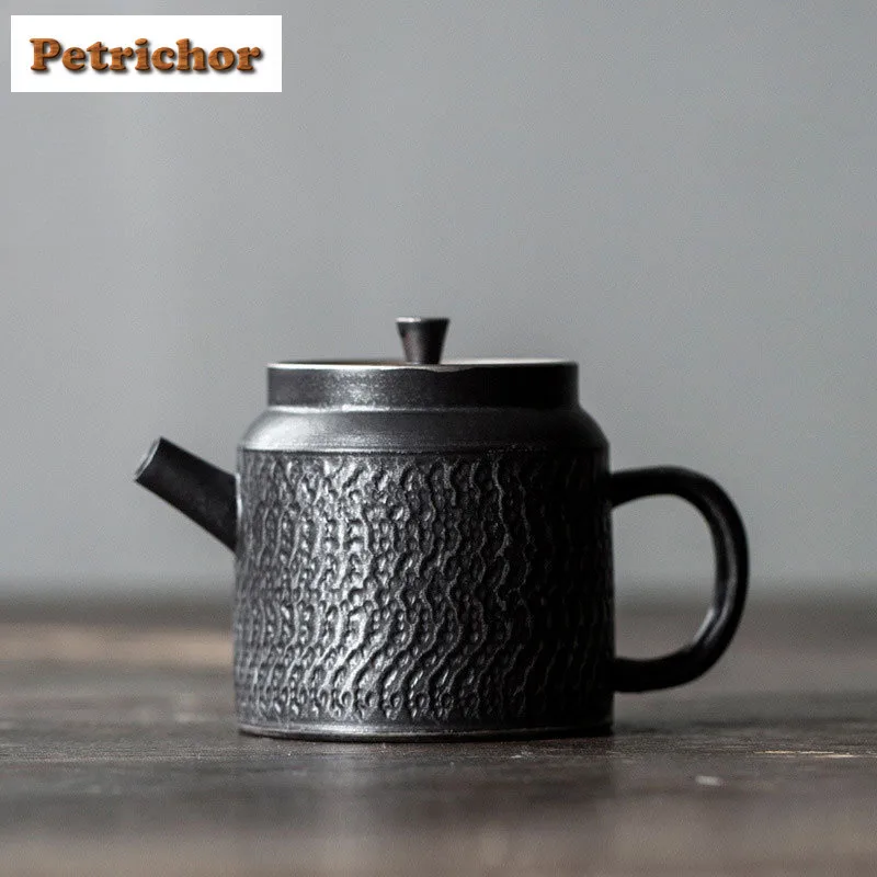 125ml Japanese Silver Black Jumping Knife Pattern Teapot Boutique Tea Infuser Pot Tea Soaking Kettle With Ball Hole Tea Set Gift
125ml Japanese Silver Black Jumping Knife Pattern Teapot Boutique Tea Infuser Pot Tea Soaking Kettle With Ball Hole Tea Set Gift