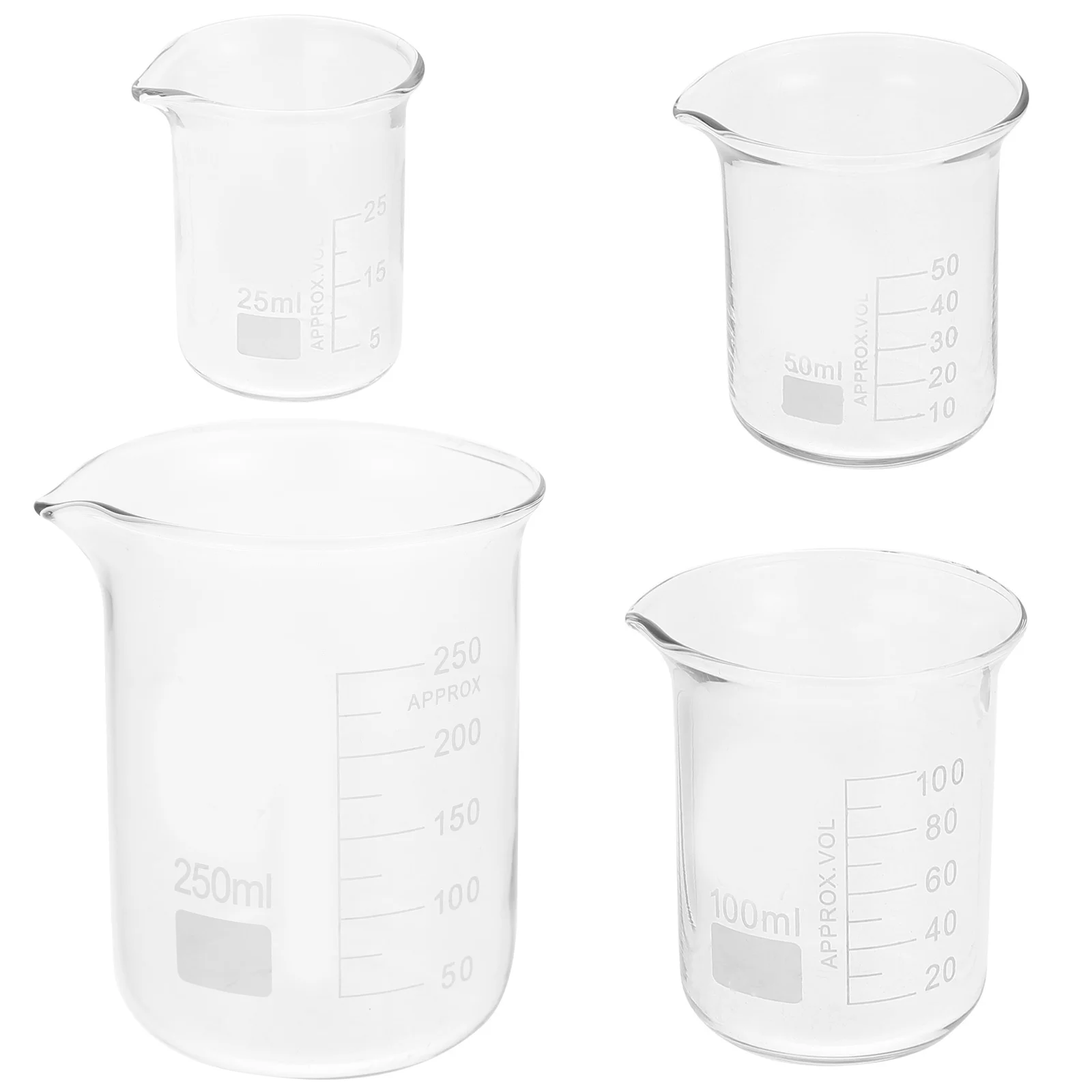4Pcs Graduated Glass Beakers Heat Resistant with Spout for Laboratory Measurement and Scientific Use Glass Beakers
4Pcs Graduated Glass Beakers Heat Resistant with Spout for Laboratory Measurement and Scientific Use Glass Beakers