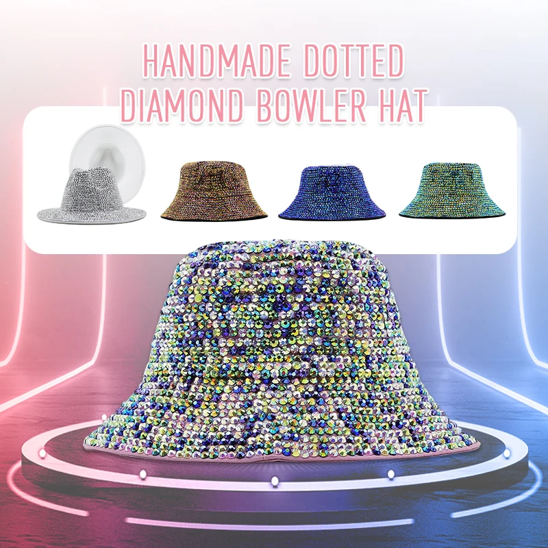 Women Rhinestone Jazz Fedora Hats Shiny Bucket Hat Diamond Stage Hat Men British Style Retro Outdoor Sunshade Woolen Jazz Hat
Women Rhinestone Jazz Fedora Hats Shiny Bucket Hat Diamond Stage Hat Men British Style Retro Outdoor Sunshade Woolen Jazz Hat