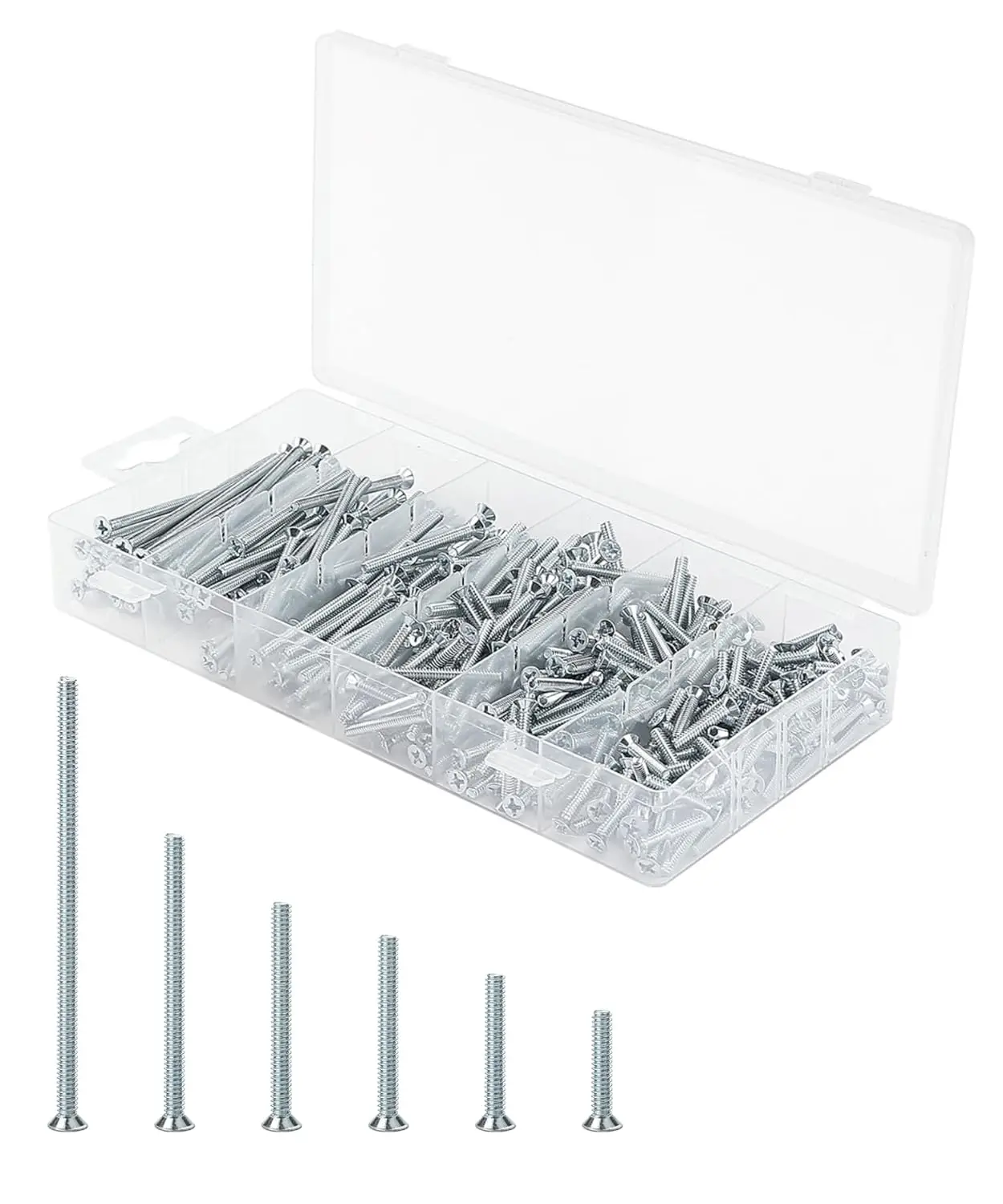 370 Pcs Machine Screw Assortment Kit: #6-32 Flat Head Phillips & Wall Outlet Screws
370 Pcs Machine Screw Assortment Kit: #6-32 Flat Head Phillips & Wall Outlet Screws