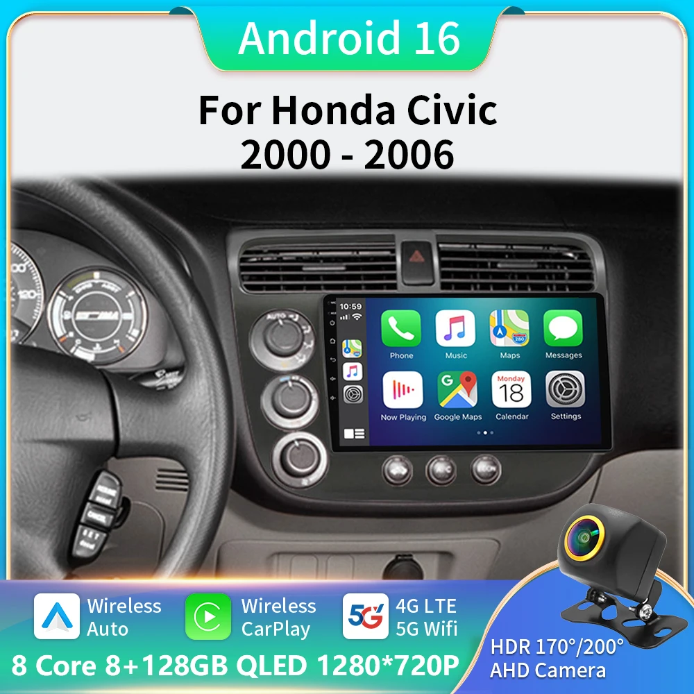 Android 16 Carplay Auto Car Radio Multimedia Player For Honda Civic 7 2000-2006 Navigation Autoradio GPS Stereo 2din Head Unit 
Android 16 Carplay Auto Car Radio Multimedia Player For Honda Civic 7 2000-2006 Navigation Autoradio GPS Stereo 2din Head Unit