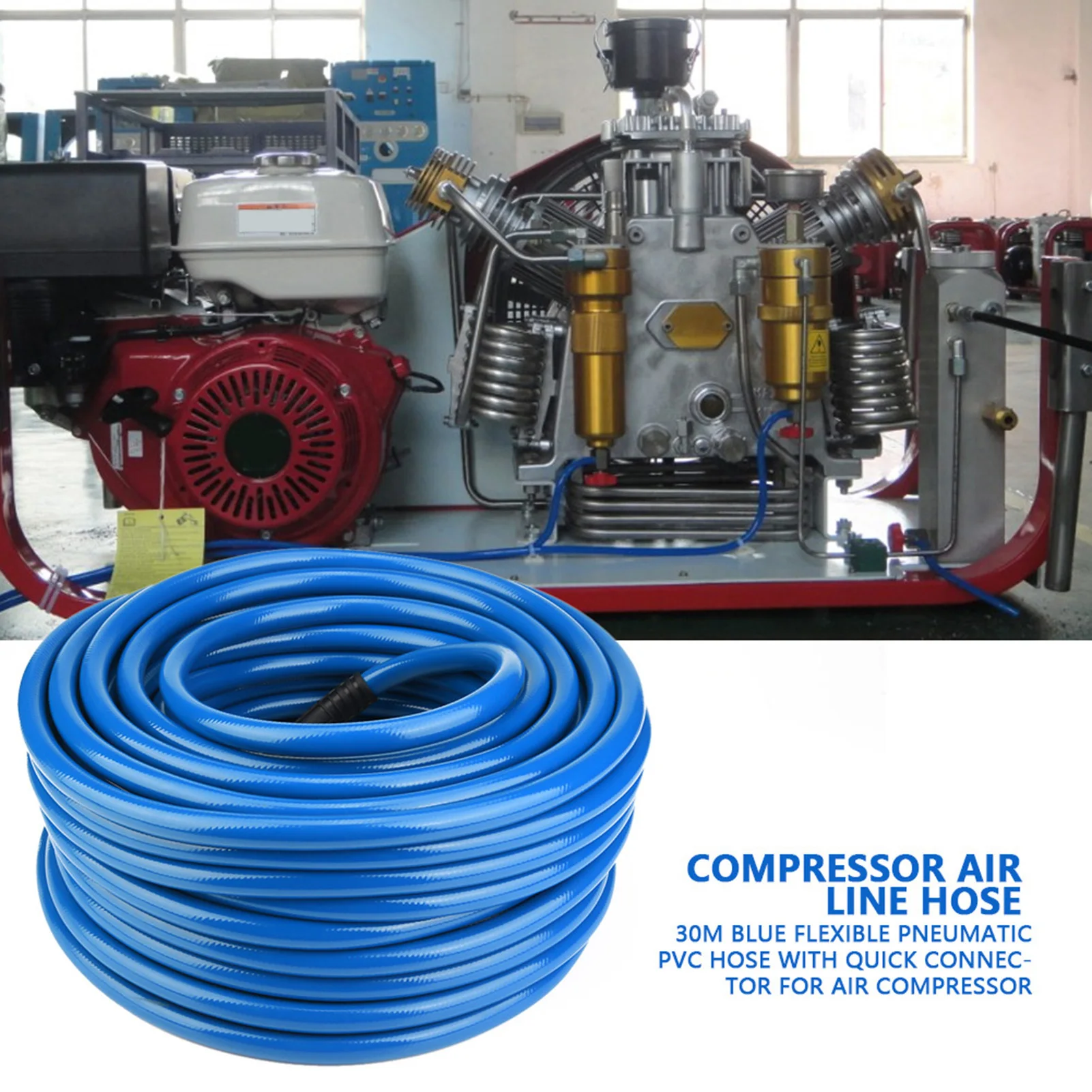 30m Blue Flexible Pneumatic PVC Hose with Quick Connector For Air Compressor Air Line Hose Pneumatic Air Hose Pneumatic PVC Hose
30m Blue Flexible Pneumatic PVC Hose with Quick Connector For Air Compressor Air Line Hose Pneumatic Air Hose Pneumatic PVC Hose