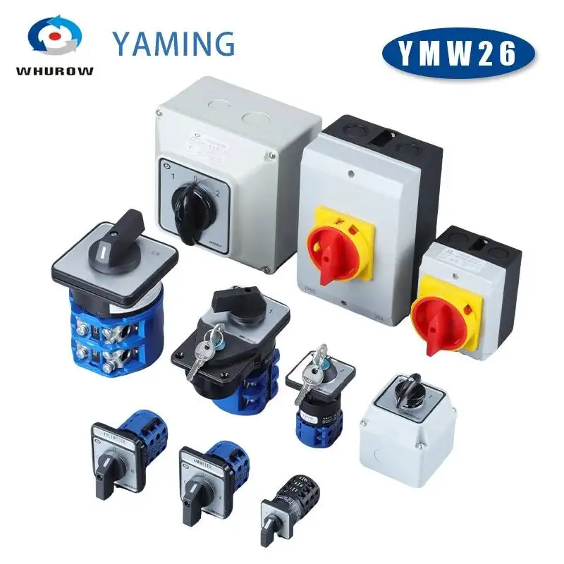 YMW26 Series Changeover Cam Rotary Switch Silver Contact LW26 5-10A 20A 32A 63A 125A Multi Position Circuit Power Control
YMW26 Series Changeover Cam Rotary Switch Silver Contact LW26 5-10A 20A 32A 63A 125A Multi Position Circuit Power Control