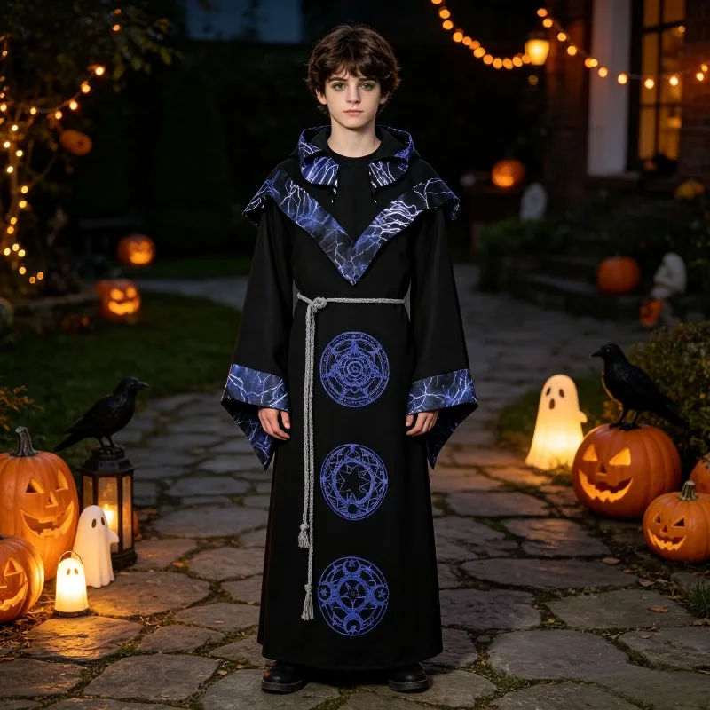 Halloween Dark Style Hooded Robe, Retro Medieval Magic Printed Cloak, Unisex Loose Fitting Large Sleeved Role-playing Costume
Halloween Dark Style Hooded Robe, Retro Medieval Magic Printed Cloak, Unisex Loose Fitting Large Sleeved Role-playing Costume