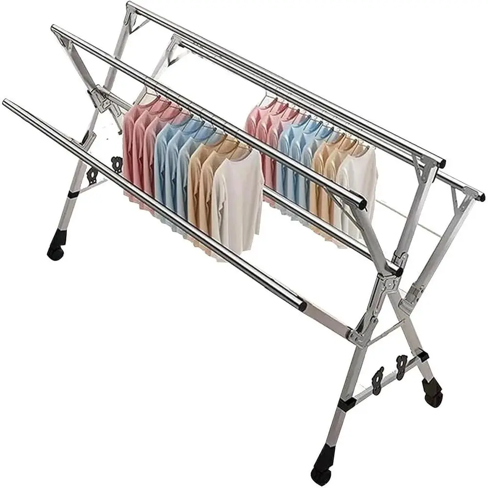 Портативная складная стальная сушилка для одежды - 160 см, для использования в помещении и на открытом воздухе, с колесами
Портативная складная стальная сушилка для одежды - 160 см, для использования в помещении и на открытом воздухе, с колесами