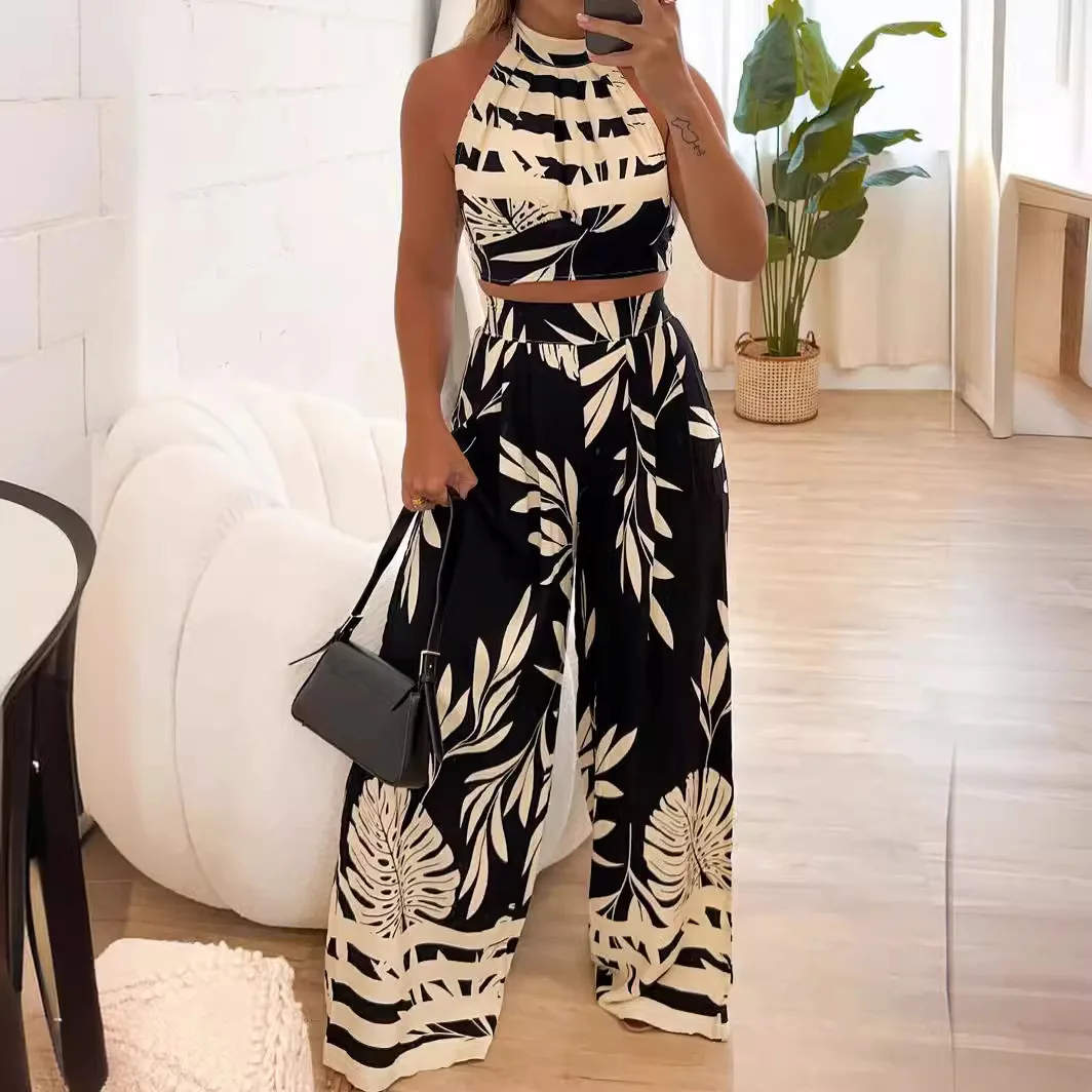 Sexy Suspender 2-piece Suit Spring Summer New Style Women's Fashion Temperament Printed Sleeveless Straight Pants Two-piece Set
Sexy Suspender 2-piece Suit Spring Summer New Style Women's Fashion Temperament Printed Sleeveless Straight Pants Two-piece Set