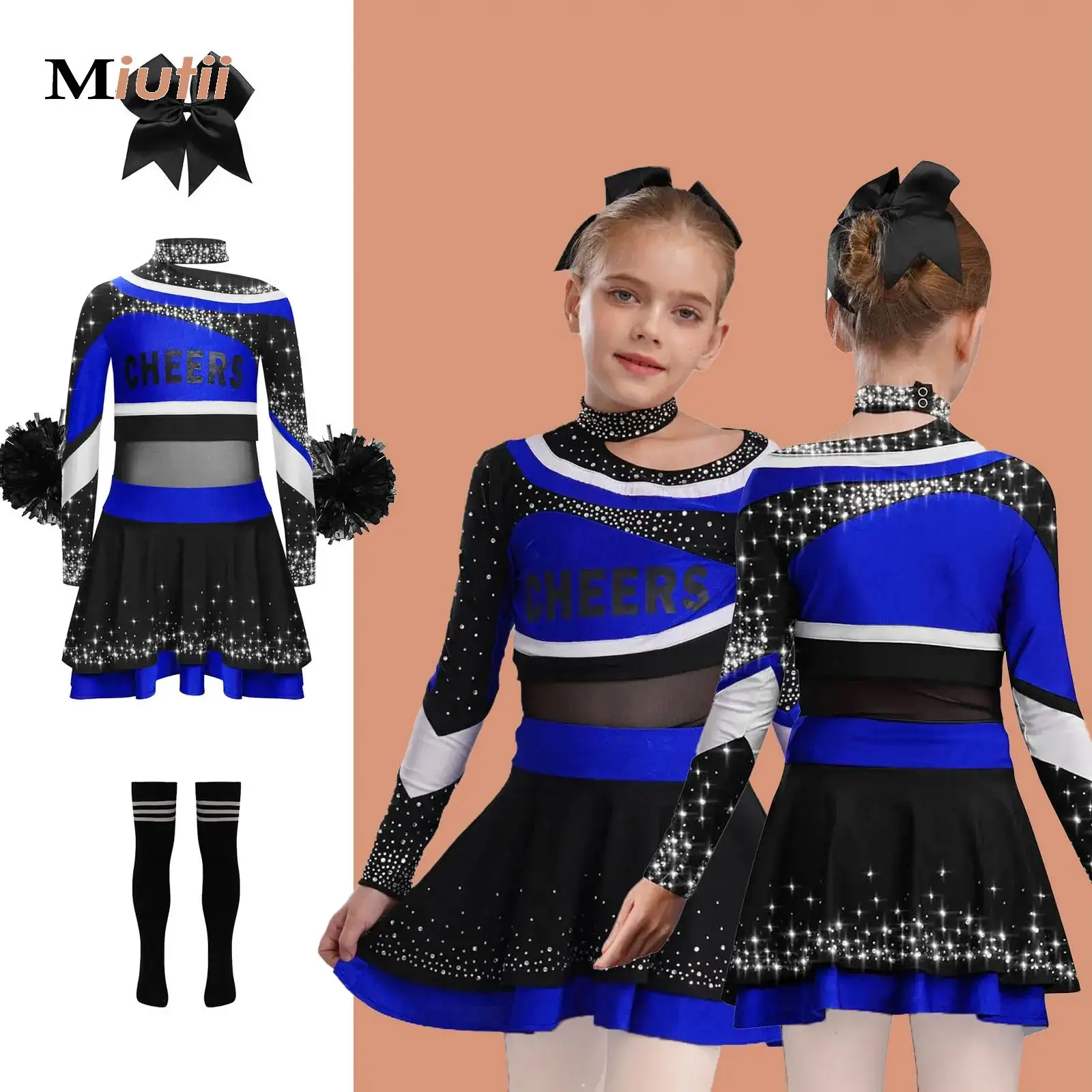 Girls Cheerleading Outfits Cheer Leader Costume Long Sleeve Dance Top Skirts Socks Dancewear Halloween Carnival Fancy Dress Up
Girls Cheerleading Outfits Cheer Leader Costume Long Sleeve Dance Top Skirts Socks Dancewear Halloween Carnival Fancy Dress Up