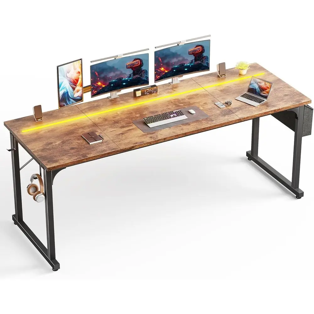 LED-lit 63 Dual Monitor Home Office Desk - Spacious for Work, Gaming, and Study in Rustic Brown
LED-lit 63 Dual Monitor Home Office Desk - Spacious for Work, Gaming, and Study in Rustic Brown