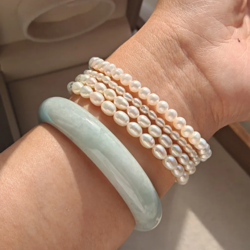 Natural Freshwater Pearl Strand Bracelet, No Need to Pick When Washing Hands, 925 Sterling Silver Rice Grain Pearl Bracelet
Natural Freshwater Pearl Strand Bracelet, No Need to Pick When Washing Hands, 925 Sterling Silver Rice Grain Pearl Bracelet