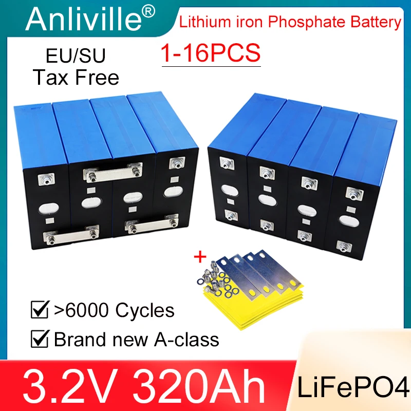 New Grade A 3.2V 320Ah Rechargeable LiFePO4 Battery 3C High Power DIY 12V 24V 48V RV Campers Inverter Solar Tax Free
New Grade A 3.2V 320Ah Rechargeable LiFePO4 Battery 3C High Power DIY 12V 24V 48V RV Campers Inverter Solar Tax Free