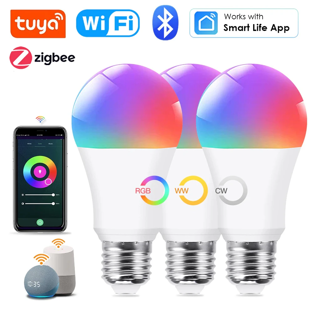 Умная Светодиодная лампа Tuya Zigbee, лампа с поддержкой Bluetooth, Wi-Fi, E27, RGB подсветка, работает с Zigbee Gateway, Alexa, Google Home
Умная Светодиодная лампа Tuya Zigbee, лампа с поддержкой Bluetooth, Wi-Fi, E27, RGB подсветка, работает с Zigbee Gateway, Alexa, Google Home
