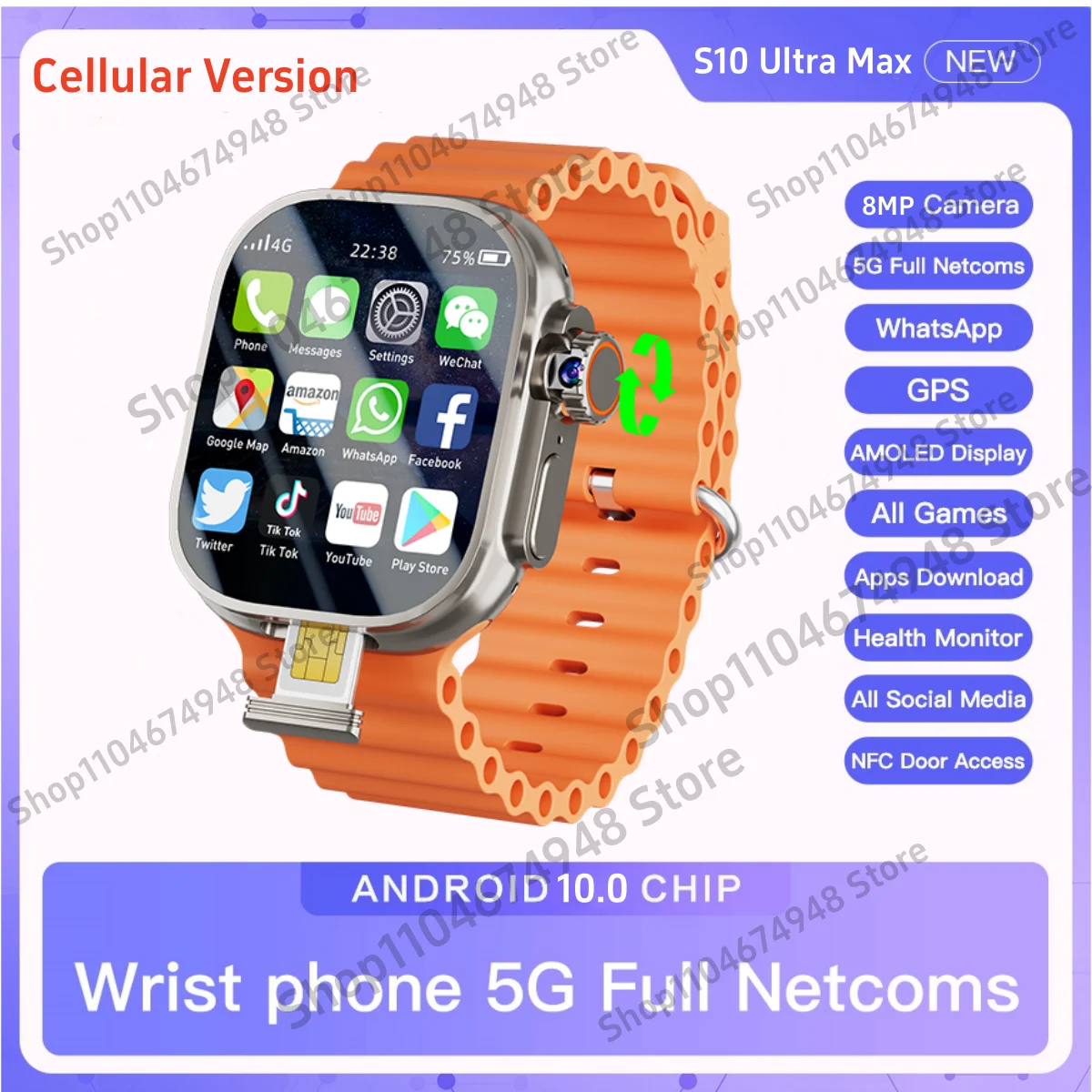 GoldenSpike S10 Ultra Max Smartwatch 5G Android Смарт-часы с 2,26-дюймовым Amoled-экраном 800 Вт Поворотная камера Слот для SIM-карты Компас
GoldenSpike S10 Ultra Max Smartwatch 5G Android Смарт-часы с 2,26-дюймовым Amoled-экраном 800 Вт Поворотная камера Слот для SIM-карты Компас