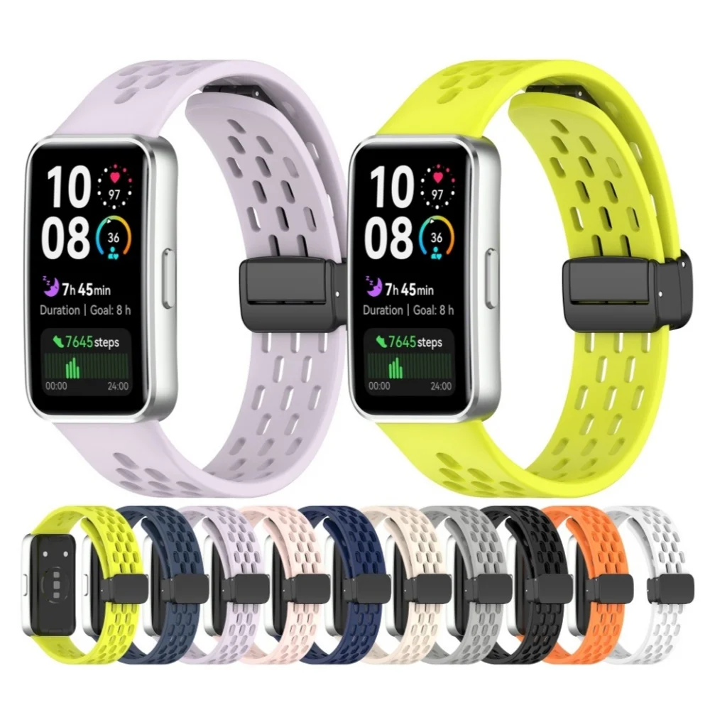 Silicone Strap For Huawei Band 10 10NFC 9 9NFC 8 8NFC Band Hole style folding buckle watchband
Silicone Strap For Huawei Band 10 10NFC 9 9NFC 8 8NFC Band Hole style folding buckle watchband
