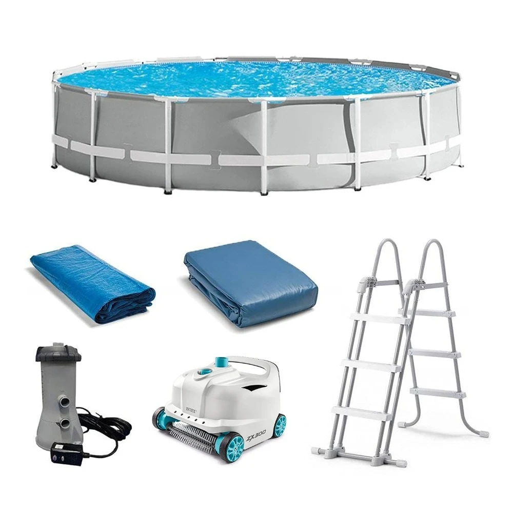 15ft x 42in Prism Frame Above Ground Swimming Pool Set with Filter, Ladder, Cover, Ground Cloth, and Robot, Customized
15ft x 42in Prism Frame Above Ground Swimming Pool Set with Filter, Ladder, Cover, Ground Cloth, and Robot, Customized