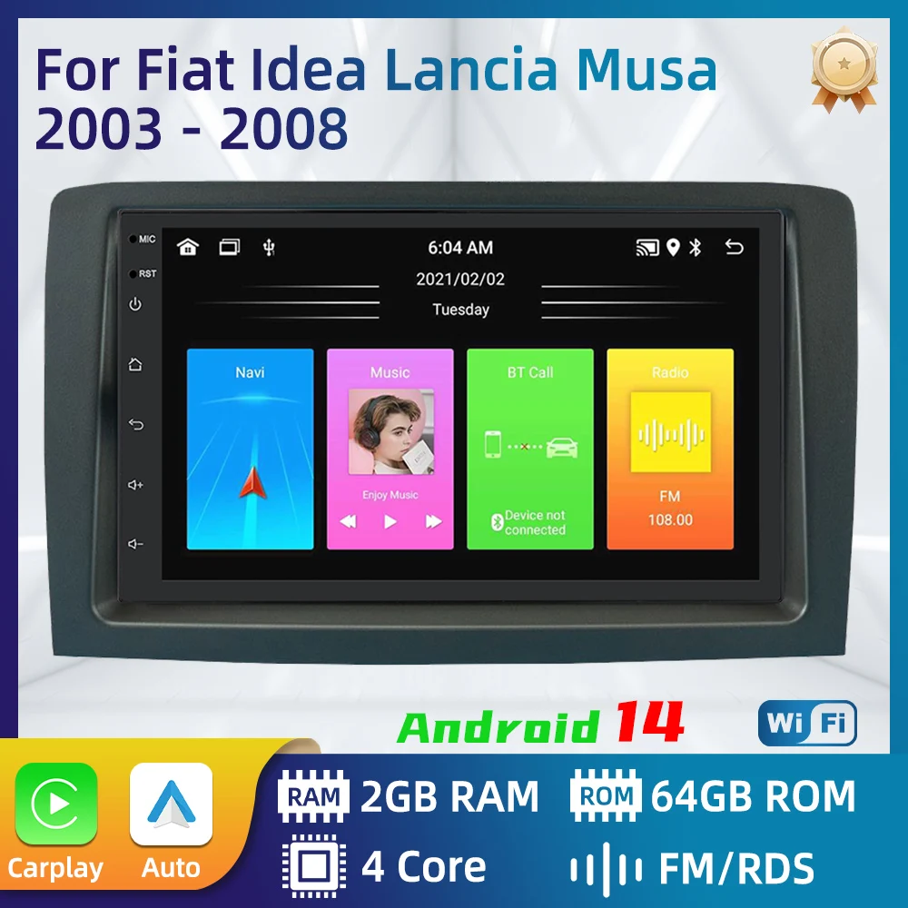 Автомагнитола 2 Din для Fiat Idea Lancia Musa 2003-2008, мультимедийный плеер на Android, головное устройство, Авторадио, GPS-навигация, Carplay, стерео
Автомагнитола 2 Din для Fiat Idea Lancia Musa 2003-2008, мультимедийный плеер на Android, головное устройство, Авторадио, GPS-навигация, Carplay, стерео