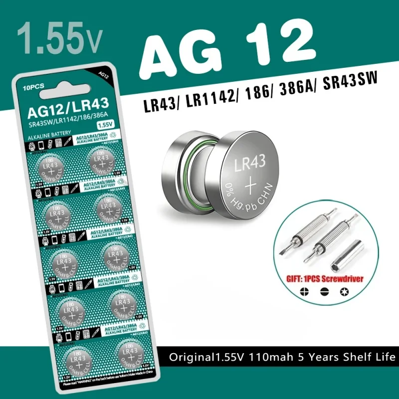 AG12 LR43 Lithium Batteries 1.5V Zinc-manganese Button Battery Environmental Protection Button Battery for Watch Battery Remote
AG12 LR43 Lithium Batteries 1.5V Zinc-manganese Button Battery Environmental Protection Button Battery for Watch Battery Remote
