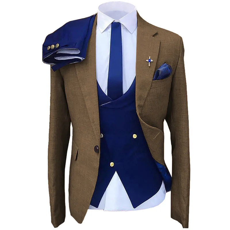 Lansboter Brown Men Suit 3 Pieces Solid Color Formal Slim Fit Wedding Business Banquet Work Suit Navy Blue Vest Pants And Jacket
Lansboter Brown Men Suit 3 Pieces Solid Color Formal Slim Fit Wedding Business Banquet Work Suit Navy Blue Vest Pants And Jacket