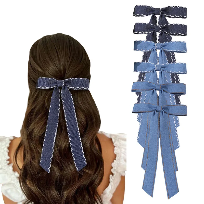 30pc/lot New Jeans Fabric Long Tassel Bow Hair Clips Women Girls Long Bow Hairpins Kids Frills Bow Hairgrips Kids Headwear Bulk
30pc/lot New Jeans Fabric Long Tassel Bow Hair Clips Women Girls Long Bow Hairpins Kids Frills Bow Hairgrips Kids Headwear Bulk