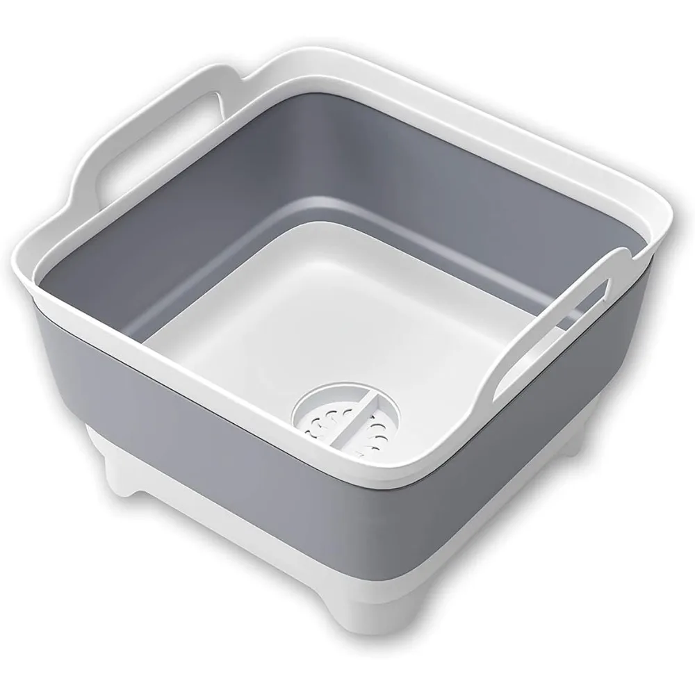 Collapsible Wash Basin, 9L/2.4Gal Foldable Sink with Drain Plug, 2-in-1 Dish Drying Rack & Storage Bucket, Portable Washing Bin for Kitchen/Camping/RV, BPA Free PP, Space-Saving Design, Gray
Collapsible Wash Basin, 9L/2.4Gal Foldable Sink with Drain Plug, 2-in-1 Dish Drying Rack & Storage Bucket, Portable Washing Bin for Kitchen/Camping/RV, BPA Free PP, Space-Saving Design, Gray