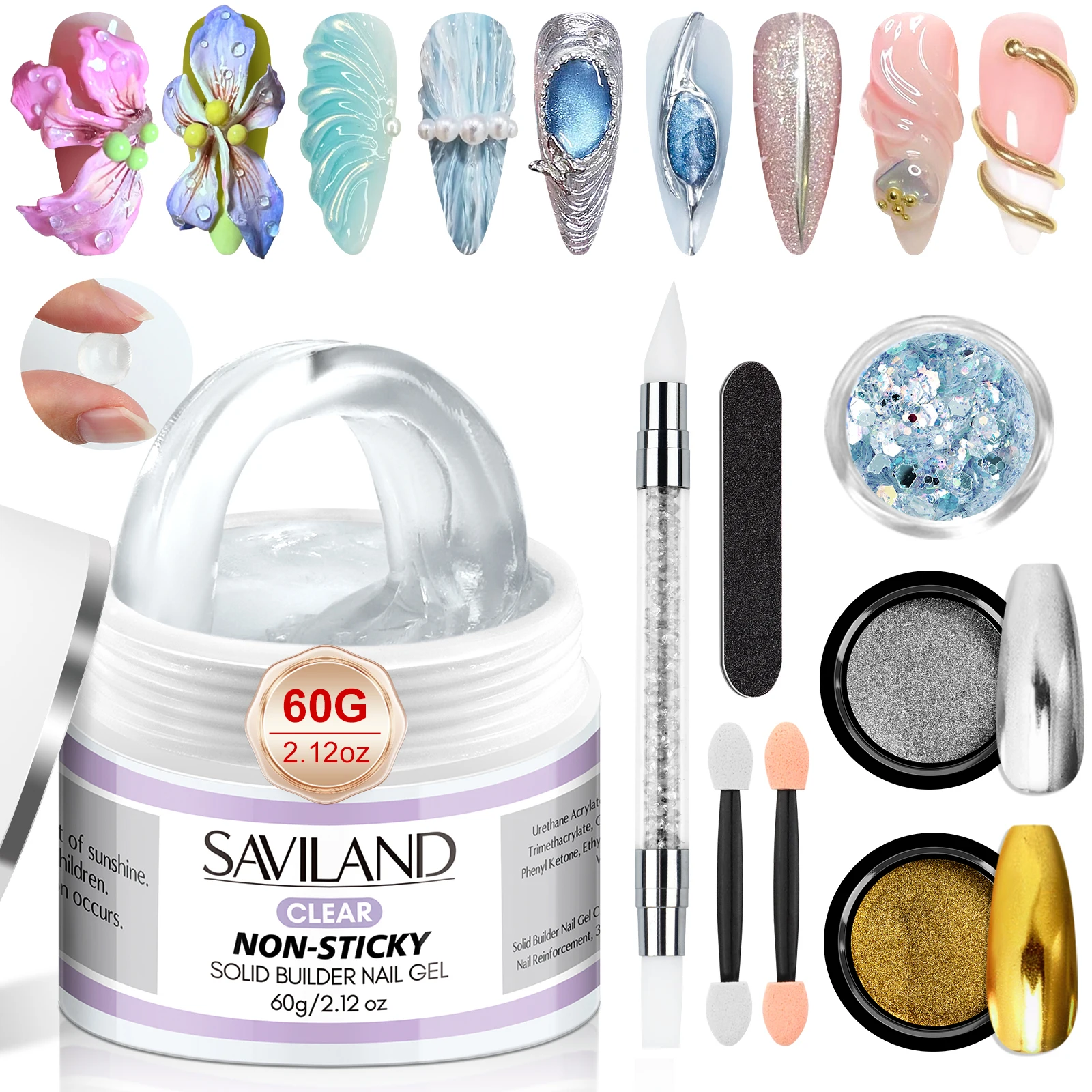 Saviland 60g Solid Builder Nail Gel Non-Sticky Hand Hard Gel Carving Extension Gel with Sequins Chrome Nail Powder DIY Salon
Saviland 60g Solid Builder Nail Gel Non-Sticky Hand Hard Gel Carving Extension Gel with Sequins Chrome Nail Powder DIY Salon
