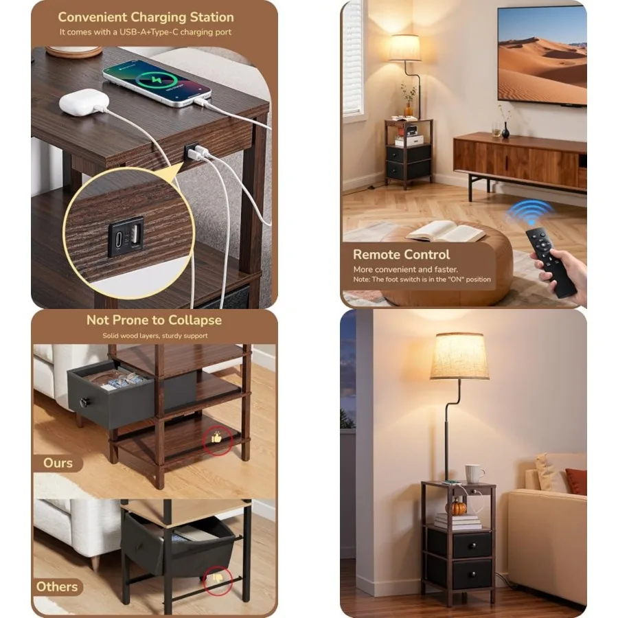 Floor Lamps for Living Room, 3000K-6500K Dimmable Floor Lamp with Table, USB-A+Type-C Charging Port, Table with Lamp Attached f
Floor Lamps for Living Room, 3000K-6500K Dimmable Floor Lamp with Table, USB-A+Type-C Charging Port, Table with Lamp Attached f