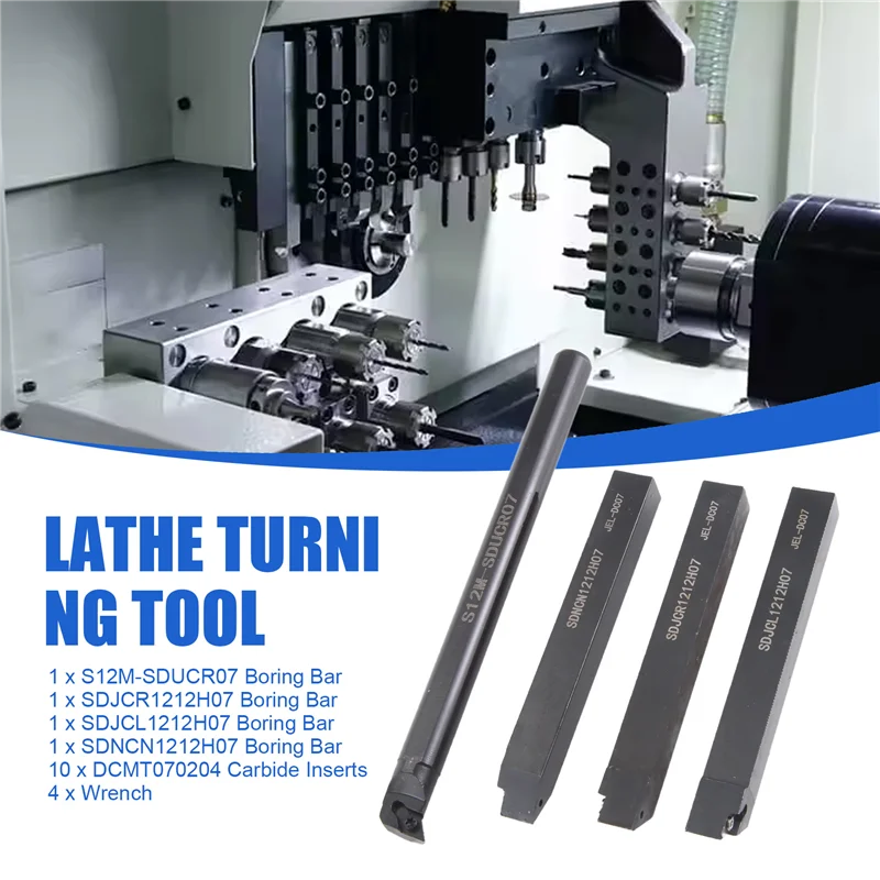 KYCOR-10Pcs Carbide Insert Blades + 4Pcs Lathe Turning Tool Holder Set + 4Pcs Wrench For Lathe Turning Tool Machine Tool Sets
KYCOR-10Pcs Carbide Insert Blades + 4Pcs Lathe Turning Tool Holder Set + 4Pcs Wrench For Lathe Turning Tool Machine Tool Sets