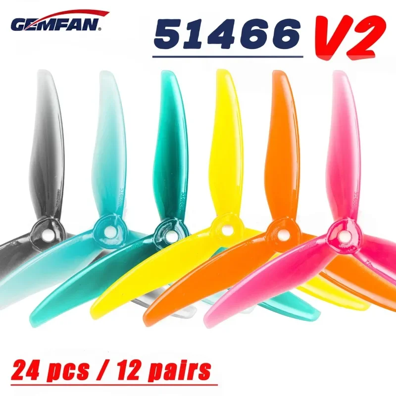 24pcs/12 pairs Gemfan 51466 V2 5inch 3 Blade/Tri-Blade Propeller Props FPV Brushless motor For FPV Racing Drone 6 Colors
24pcs/12 pairs Gemfan 51466 V2 5inch 3 Blade/Tri-Blade Propeller Props FPV Brushless motor For FPV Racing Drone 6 Colors
