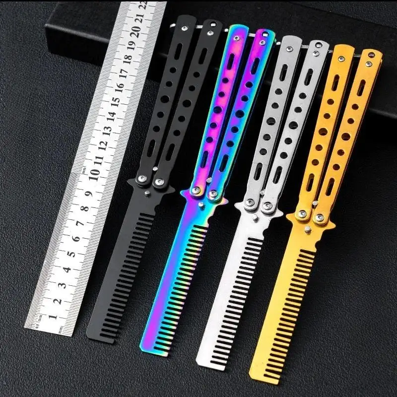 1Pc Hairdressing Styling Tool Foldable Comb Stainless Steel Practice Training Butterfly Knife Comb Beard Moustache Brush Salon
1Pc Hairdressing Styling Tool Foldable Comb Stainless Steel Practice Training Butterfly Knife Comb Beard Moustache Brush Salon