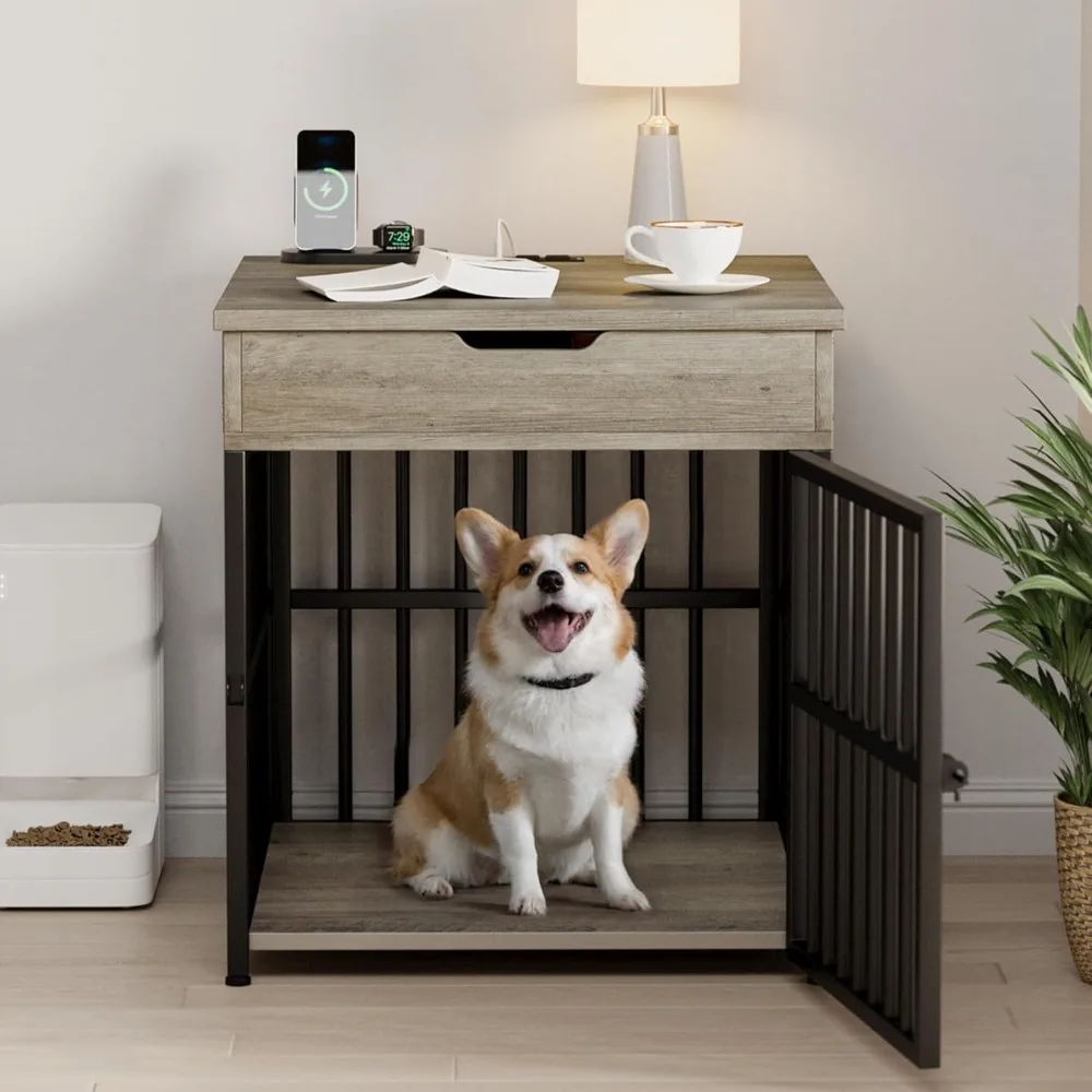 Dog Crate Furniture for Small Dogs, Wooden Dog Kennel with Flip Top Drawer, Indoor Pet Crate End Table with Charging Station, S
Dog Crate Furniture for Small Dogs, Wooden Dog Kennel with Flip Top Drawer, Indoor Pet Crate End Table with Charging Station, S