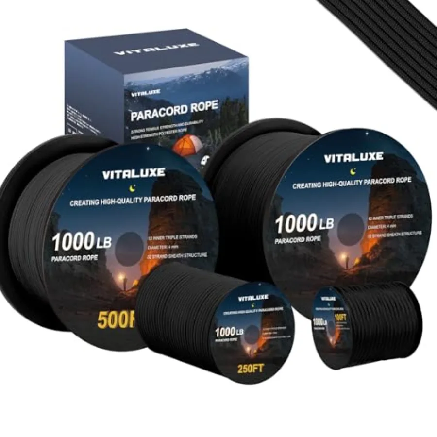 1000lb Paracord Rope 4mm 12 Triple Strands Heavy Duty Tactical Parachute Cord for Survival Gear Camping Hiking Emergency Repair
1000lb Paracord Rope 4mm 12 Triple Strands Heavy Duty Tactical Parachute Cord for Survival Gear Camping Hiking Emergency Repair