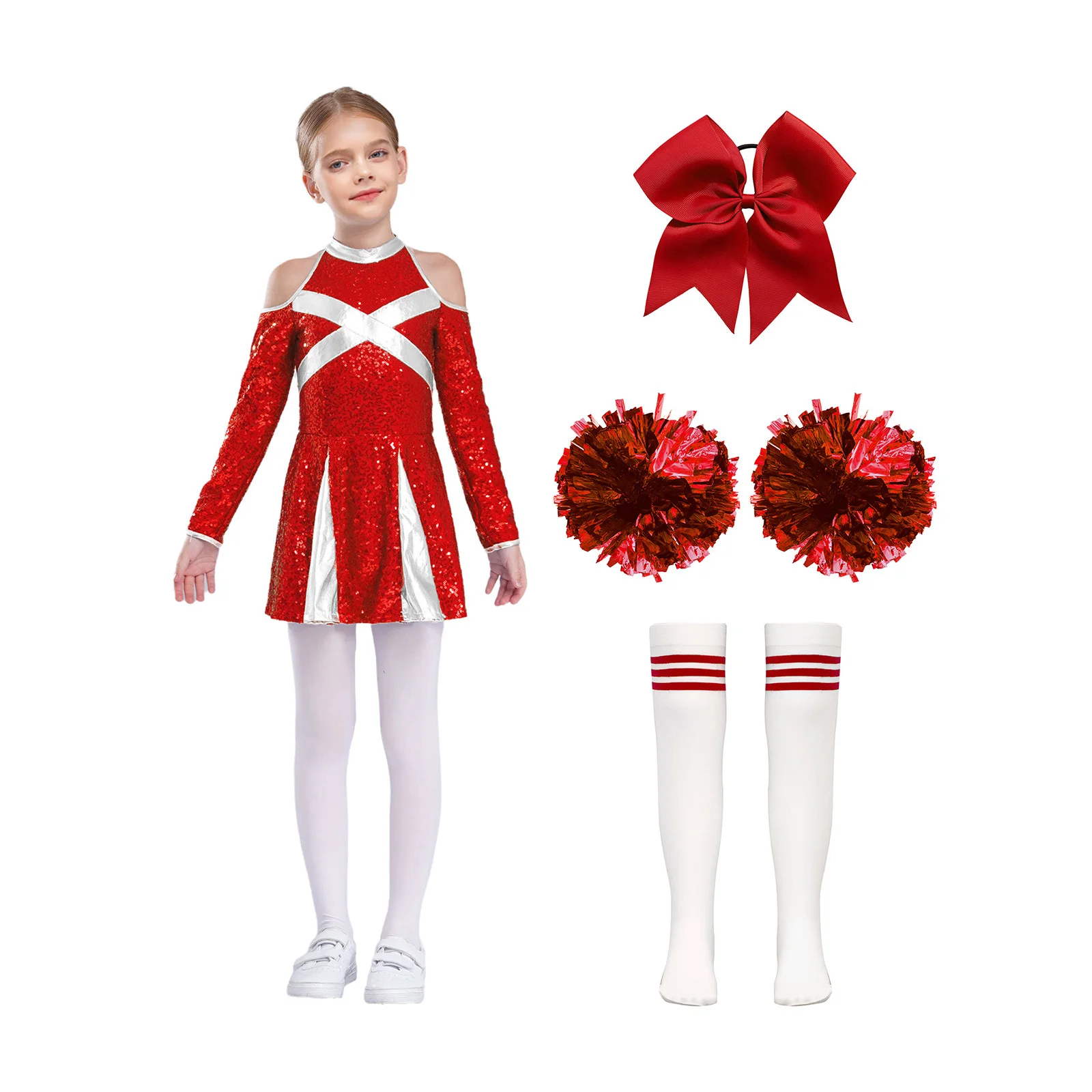Kids Girls Cheerleader Dance Outfits Cheerleading Uniform Performance Costume Keyhole Back Sequins Cheer Dance Leotards Dress
Kids Girls Cheerleader Dance Outfits Cheerleading Uniform Performance Costume Keyhole Back Sequins Cheer Dance Leotards Dress