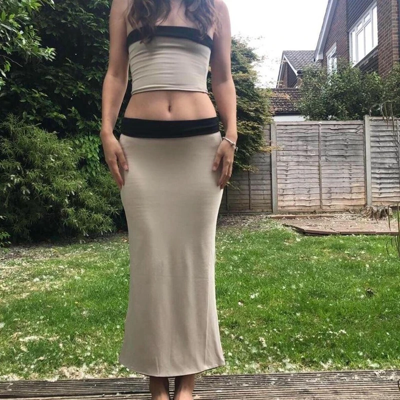 Maemukilabe Y2K Chic 2 Piece Set Oufits Women Strapless Tube Tops + Slim Fit Long Skirts 90s Vintage Patchwork Backless Crop Top
Maemukilabe Y2K Chic 2 Piece Set Oufits Women Strapless Tube Tops + Slim Fit Long Skirts 90s Vintage Patchwork Backless Crop Top